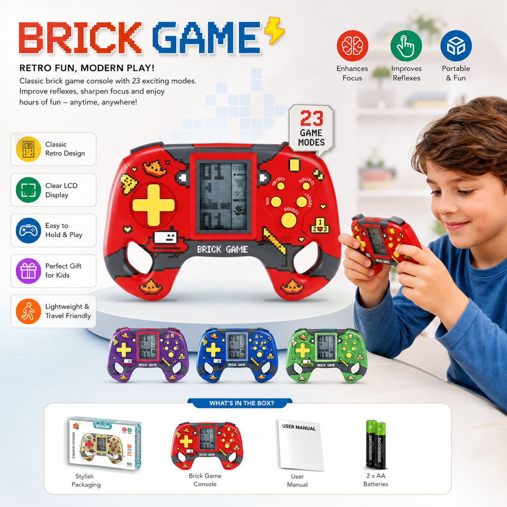 Brick Game Handheld Retro Gaming Console – 23 Game Modes