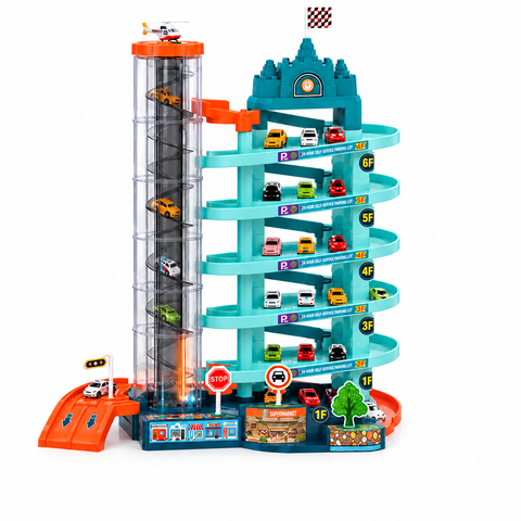 DIY 6-Level Car Parking Garage Playset with Elevator