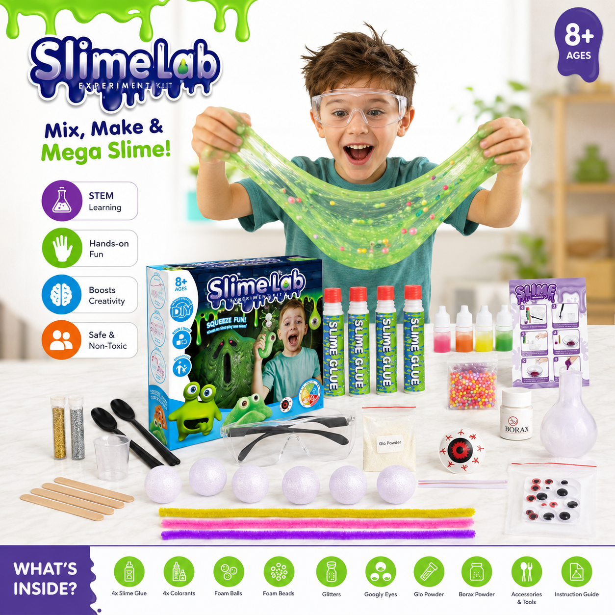 Slime Lab DIY Experiment Kit for Kids | Educational STEM Making Slime