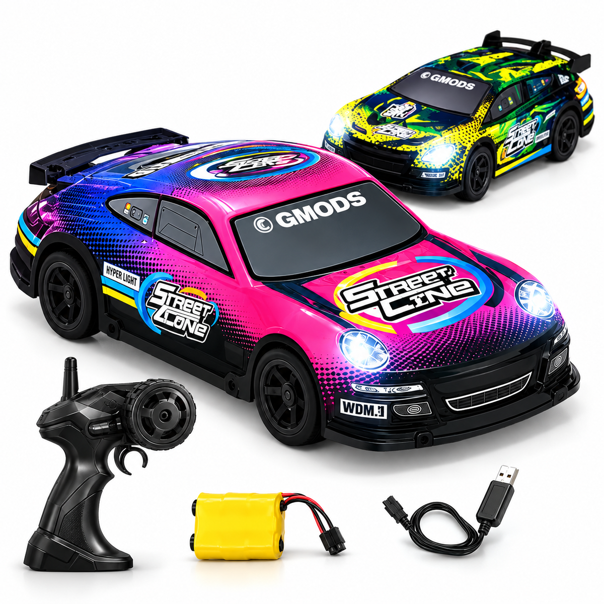 Neon Night RC Racing Car – Rechargeable Remote Control Toy