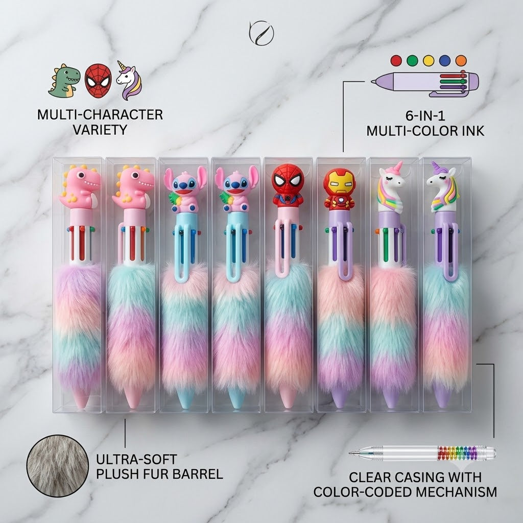 Multicolor Furry Character Pen
