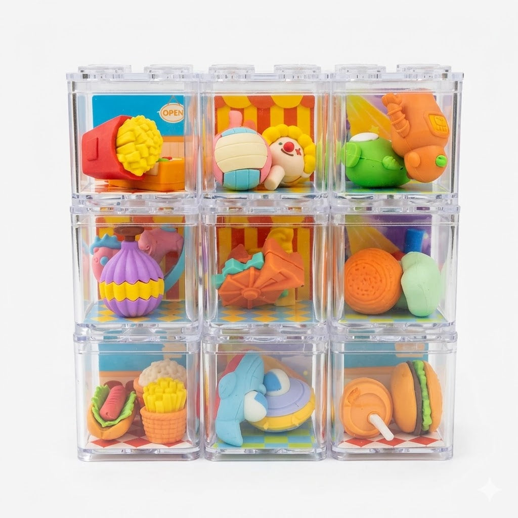3D Puzzle Erasers in Stackable Boxes