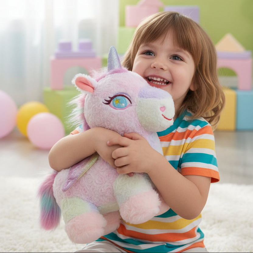 Rainbow Unicorn Plush Toy with Glitter Wings (30cm)