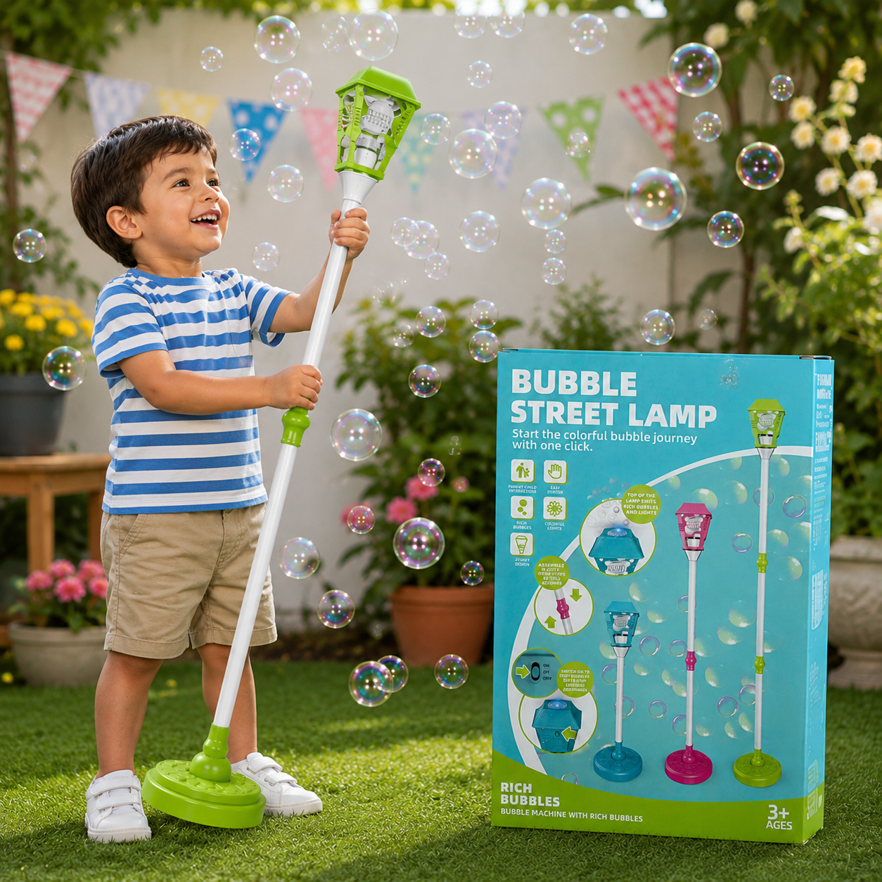 Bubble Torch Fun Garden Lamp Toy with LED Lights JustForKids