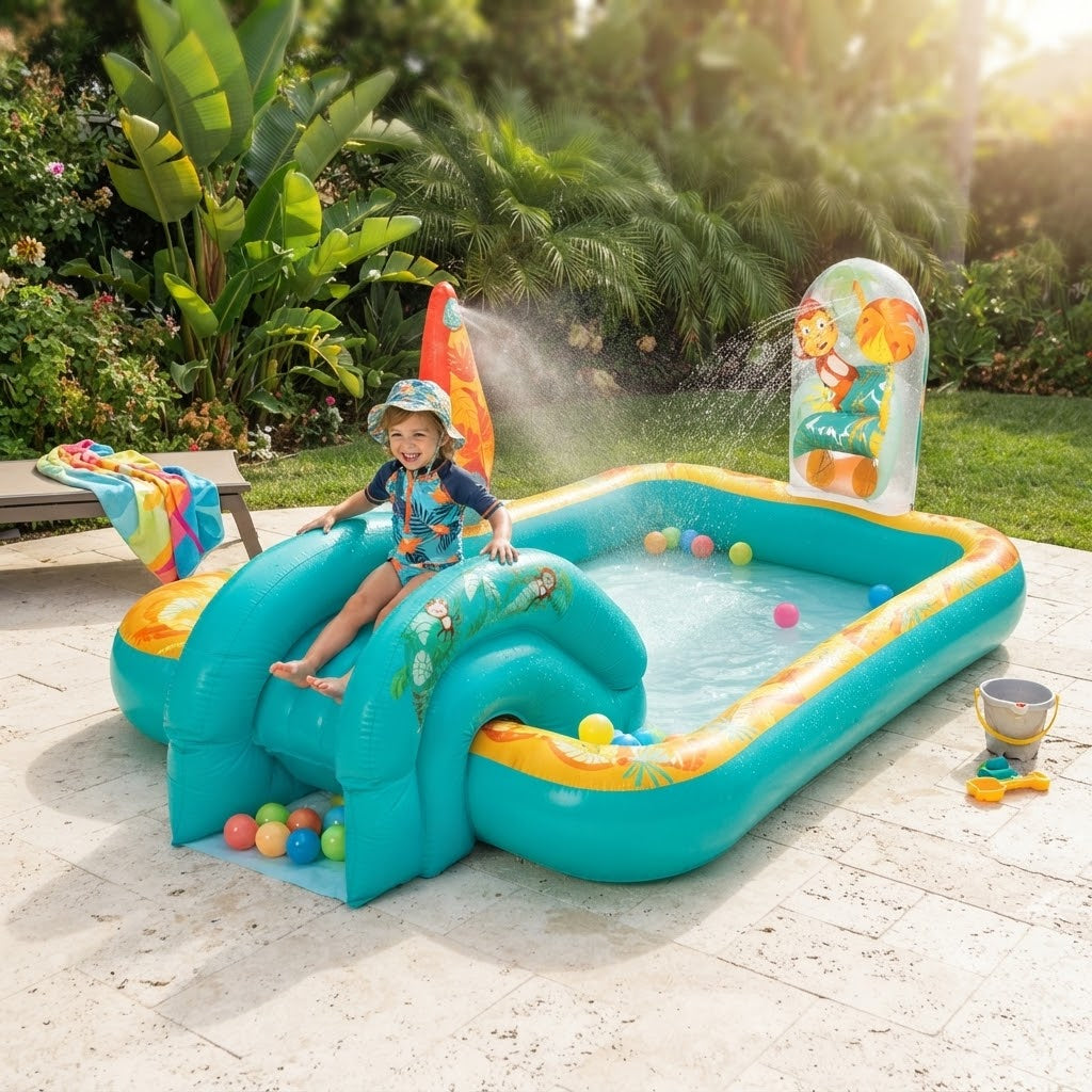 Bestway Retro Groove Play Center Splash, Slide 6'4" x 60" x 29"/1.93m x 1.52m x 74cm