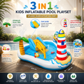 INTEX Lighthouse Inflatable Kids Water Play Center with Slide & Sprinkler Palm Tree
