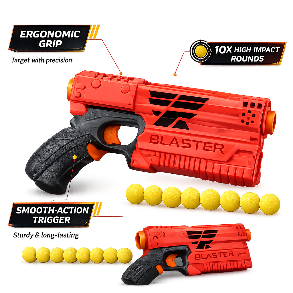 Blaster Battle Set Toy Gun with 10 Foam Balls