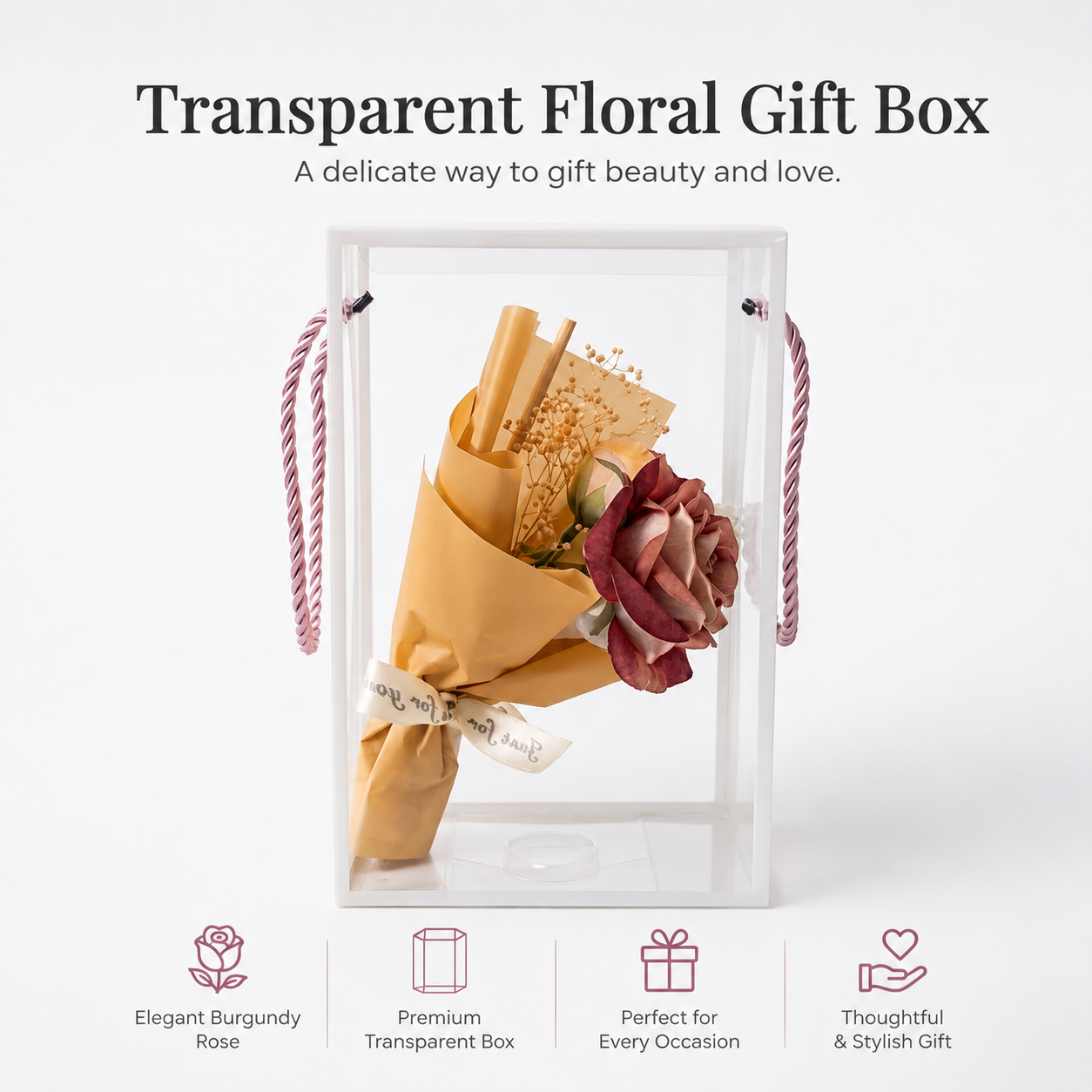 Mini Bouquet Gift set - Transparent Gift Box 19Cm