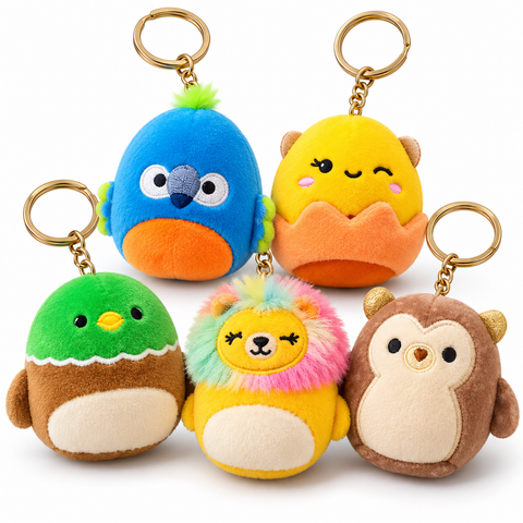 Original Mini Plush Keychains – Cute Kawaii Soft Bag Charms