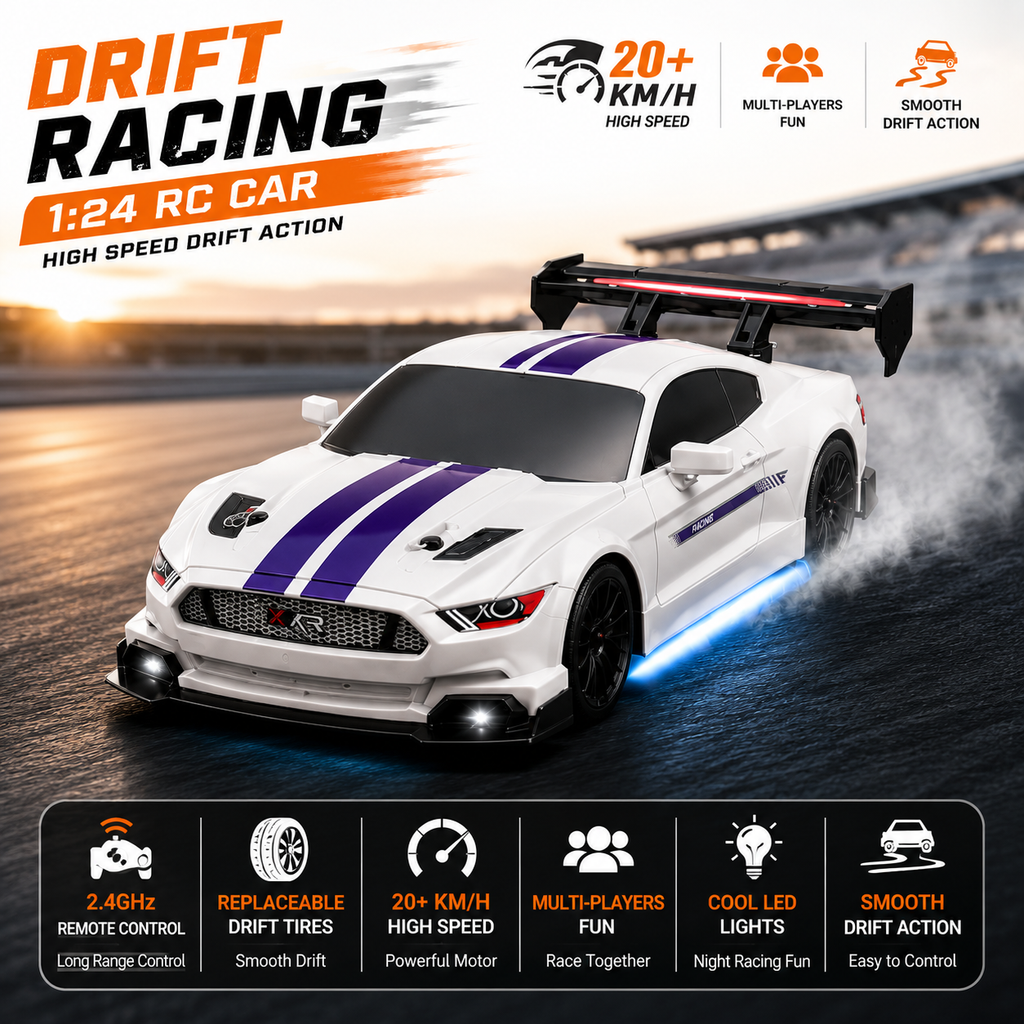 1:24 RC Drift Racing Car with 2.4GHz Remote - High-Speed