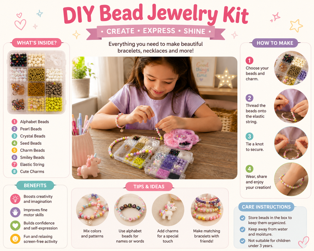 DIY Bead Jewelry Making Kit for Kids – Creative Craft Set