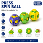 Stress Relief Ball Press-to-Spin Fidget - Assorted Colors