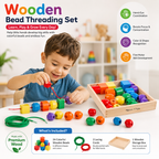Wooden Lacing Bead Threading Set