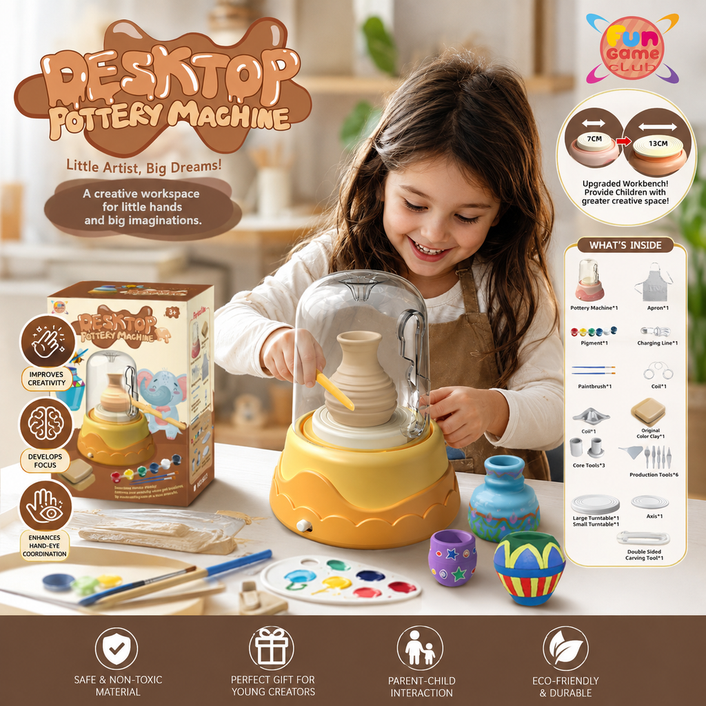 Desktop Pottery Machine for Kids – DIY Clay Art & Craft Kit
