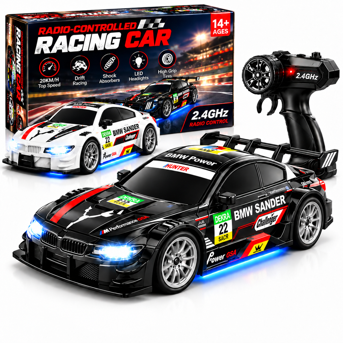 2.4GHz RC Racing Car – 20KM/H Drift Remote Control Car with LED Lights