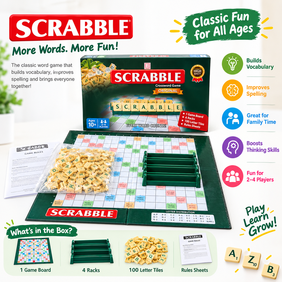 Scrabble Crossword Word Game – Educational & Fun Family Board Game