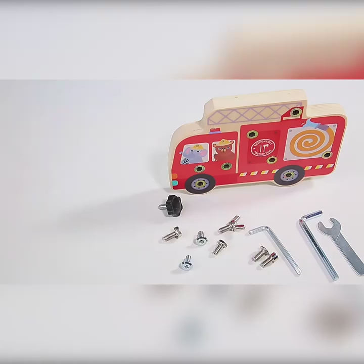 Wooden Montessori Disassembly Fire Truck Screw Board - JustForKids