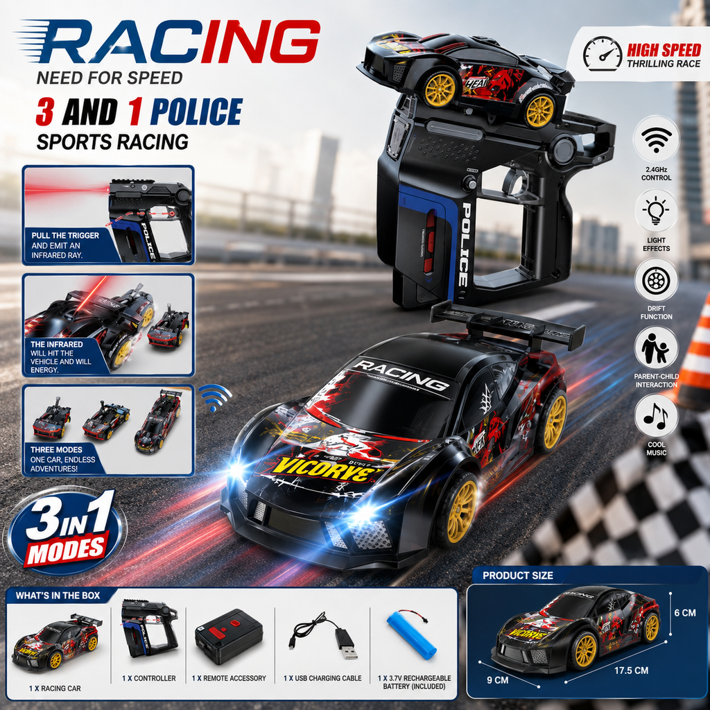 POICE 3-in-1 Remote Control Car Launcher
