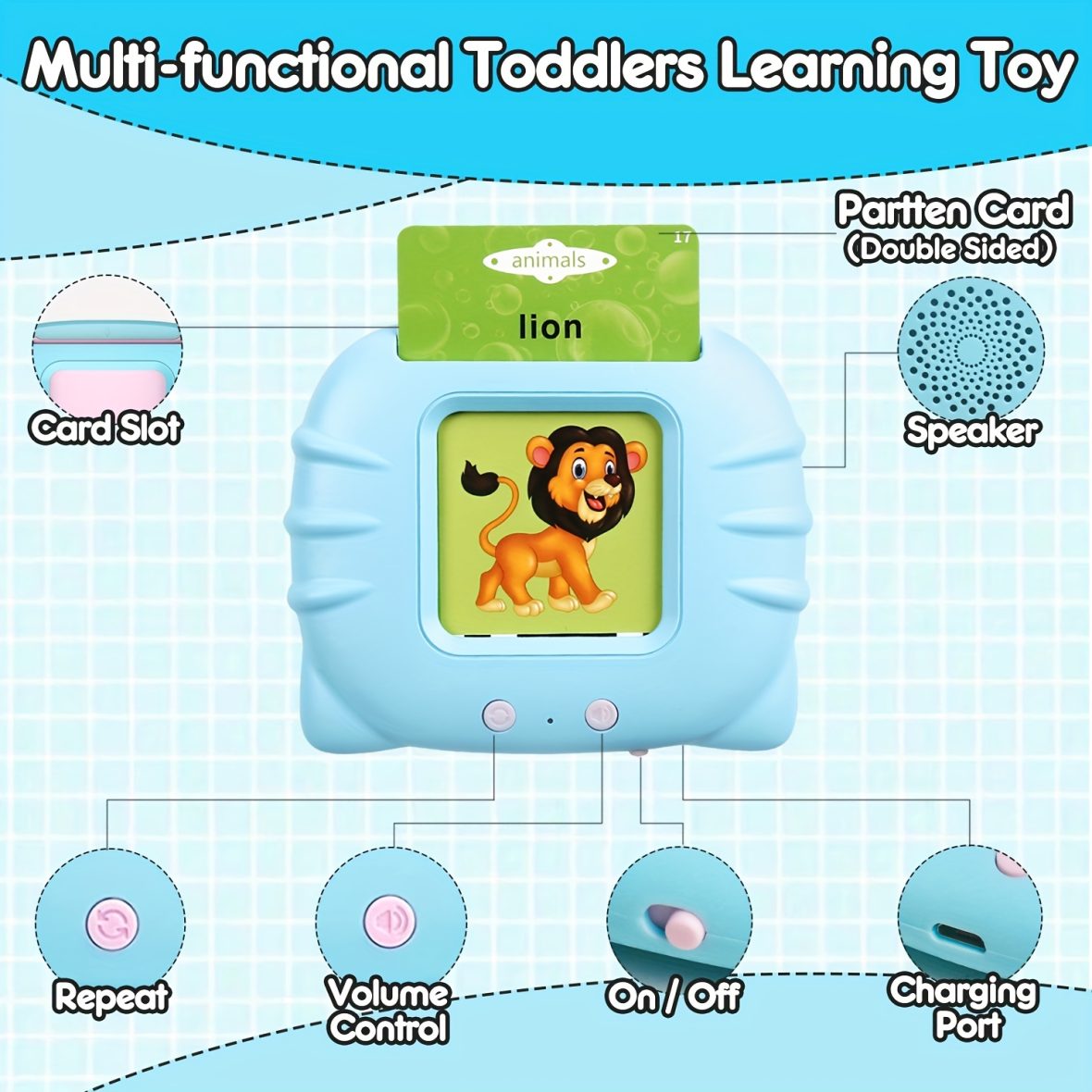 Toddler Talking Flash cards Reader (Rechargeable) - JustForKids