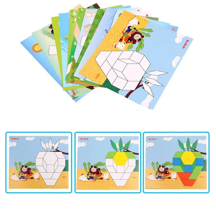 Wooden Geometric Shape Tangram Puzzle Set – 250 Pieces