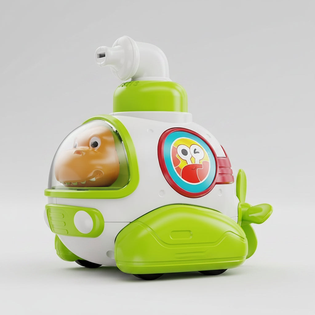 Cartoon Press & Go Submarine Toy with Whistle (Assorted Colors)