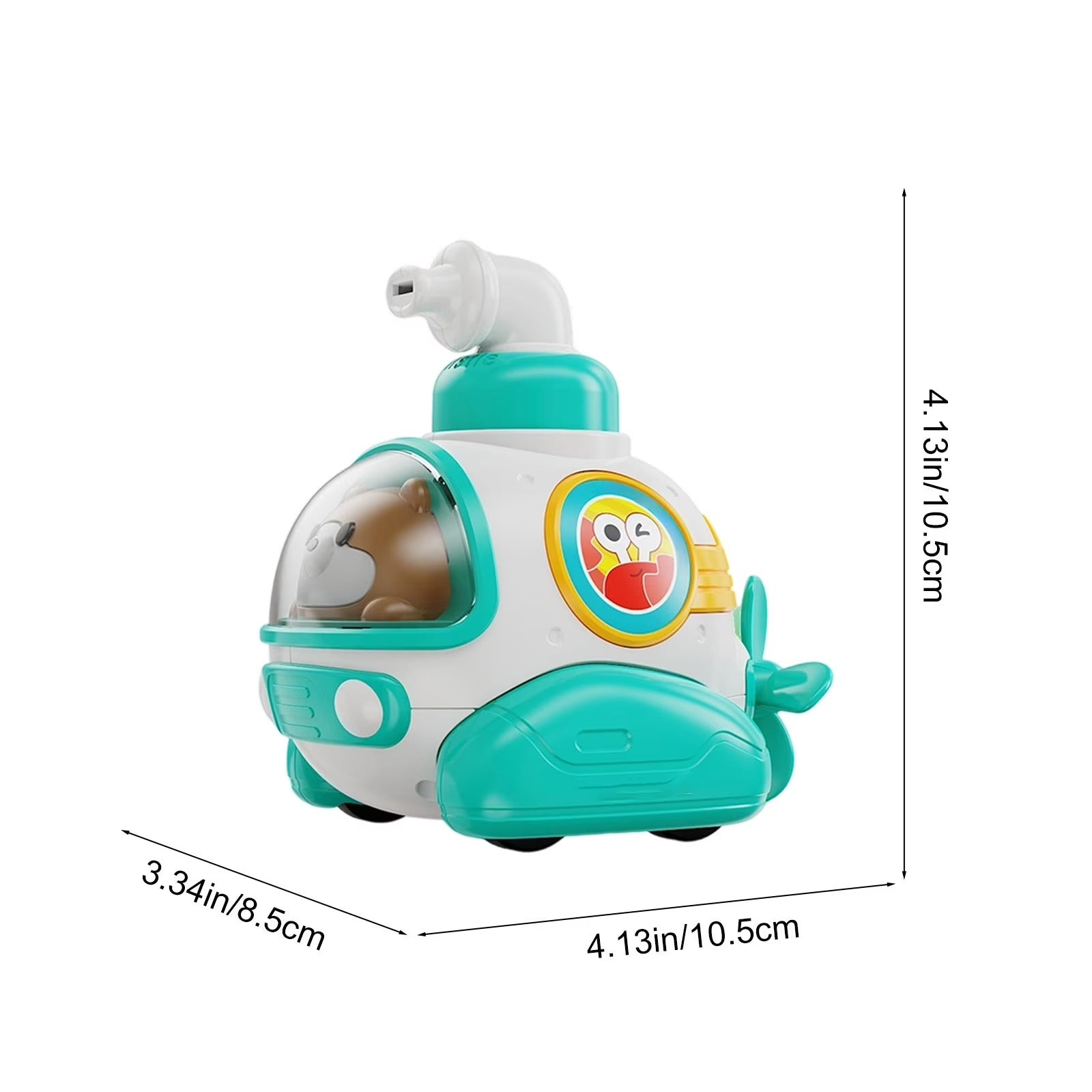Cartoon Press & Go Submarine Toy with Whistle (Assorted Colors)