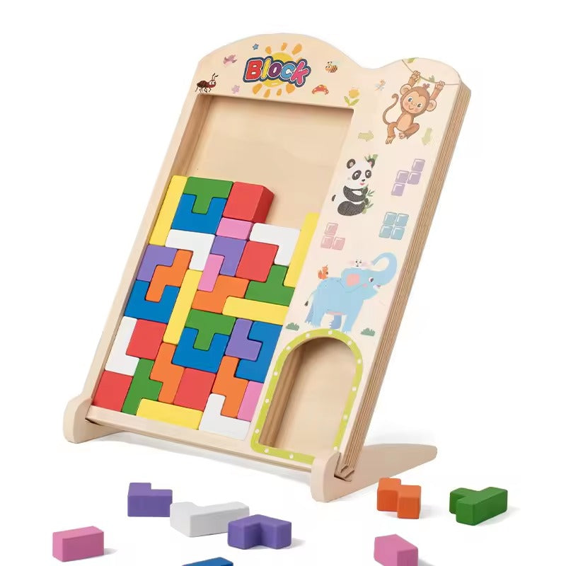 Wooden Tetris Puzzle Board