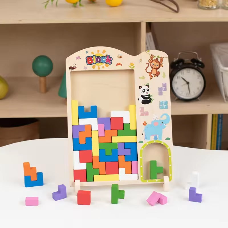 Wooden Tetris Puzzle Board