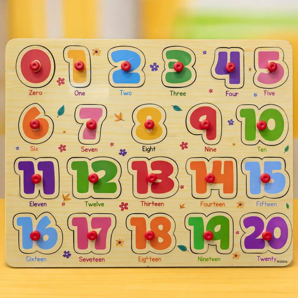 Wooden Alphabets, Counting & Shapes Knob Board
