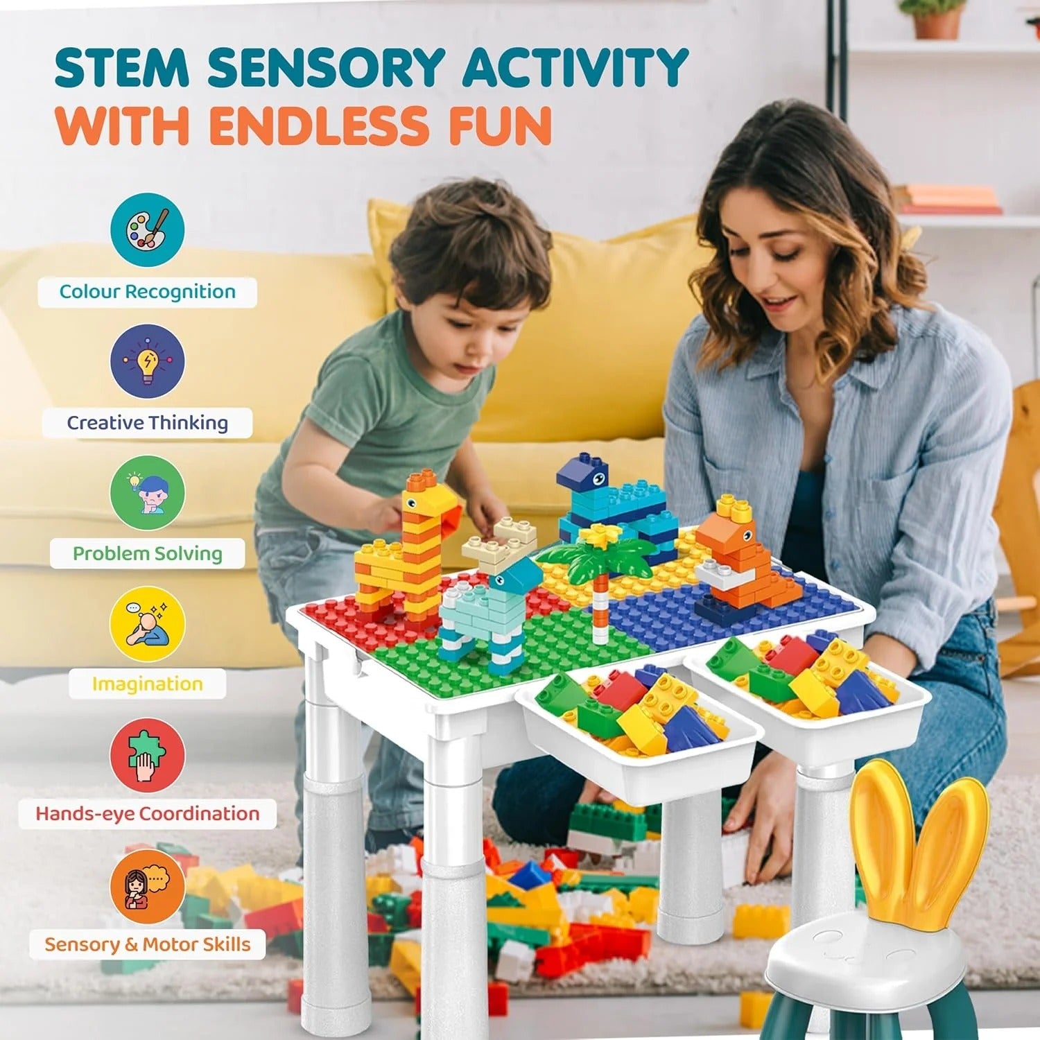 3-in-1 Building & Activity Set (102 Pcs)