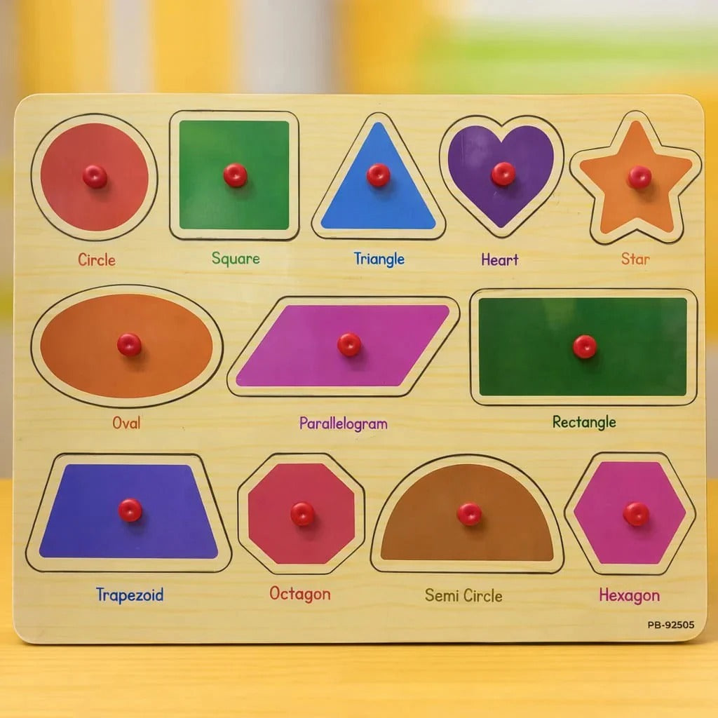 Wooden Alphabets, Counting & Shapes Knob Board