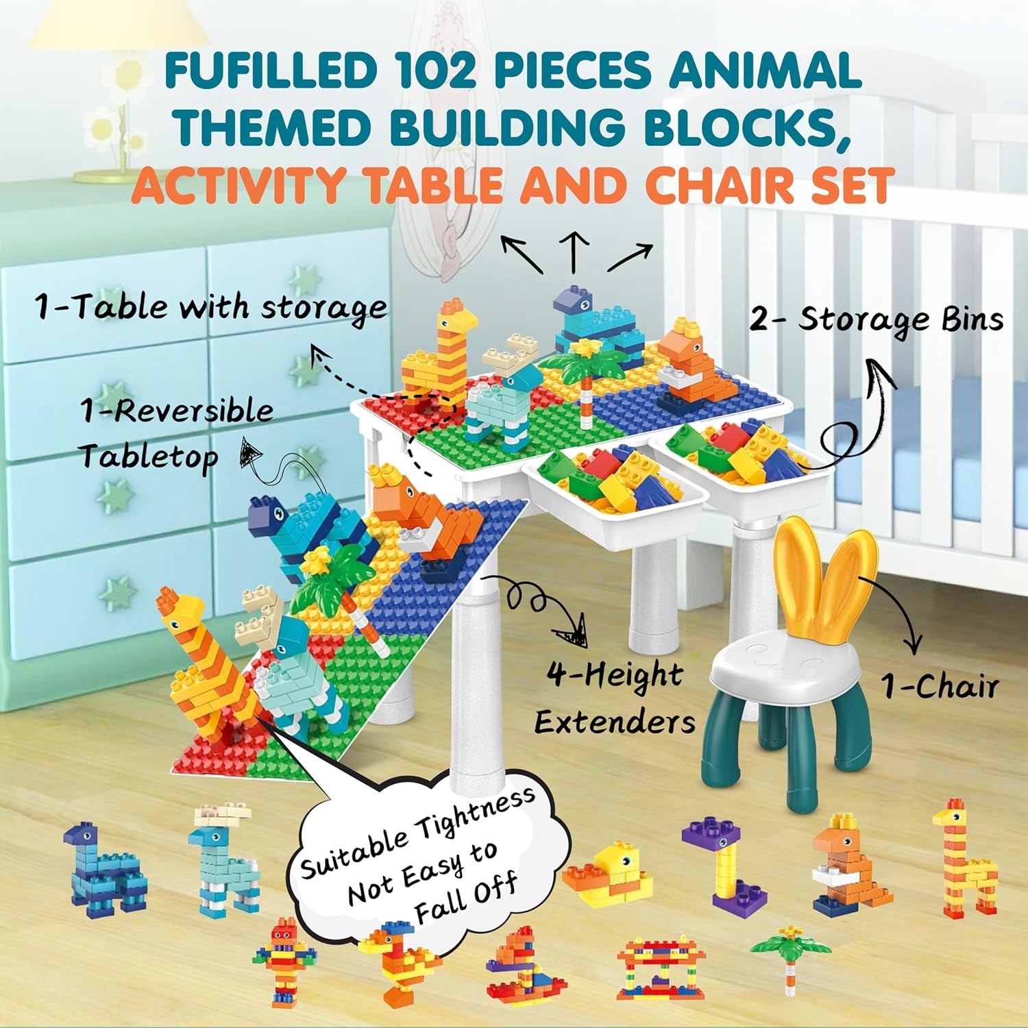 3-in-1 Building & Activity Set (102 Pcs)