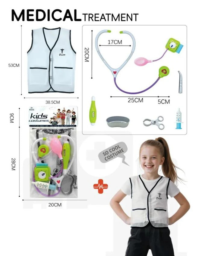 Kids Pretend Play Medical Kit with Apron (8 Pcs)