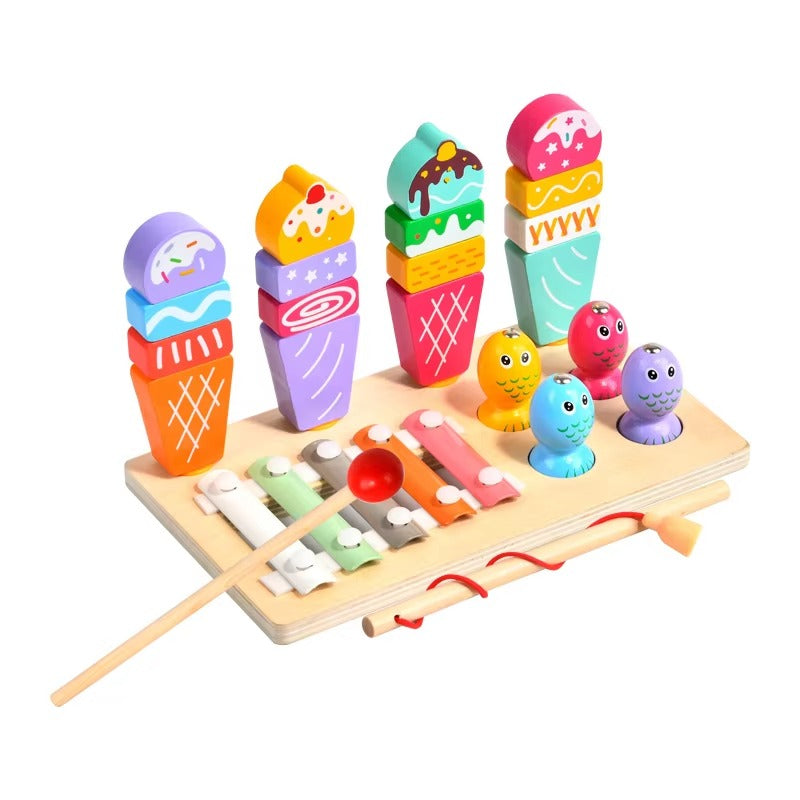 3-in-1 Wooden Ice Cream Fishing Game – Sort, Fish &amp; Learn