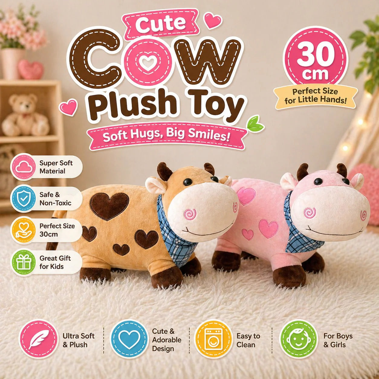 Cute Stuffed Cow Plush Toy
