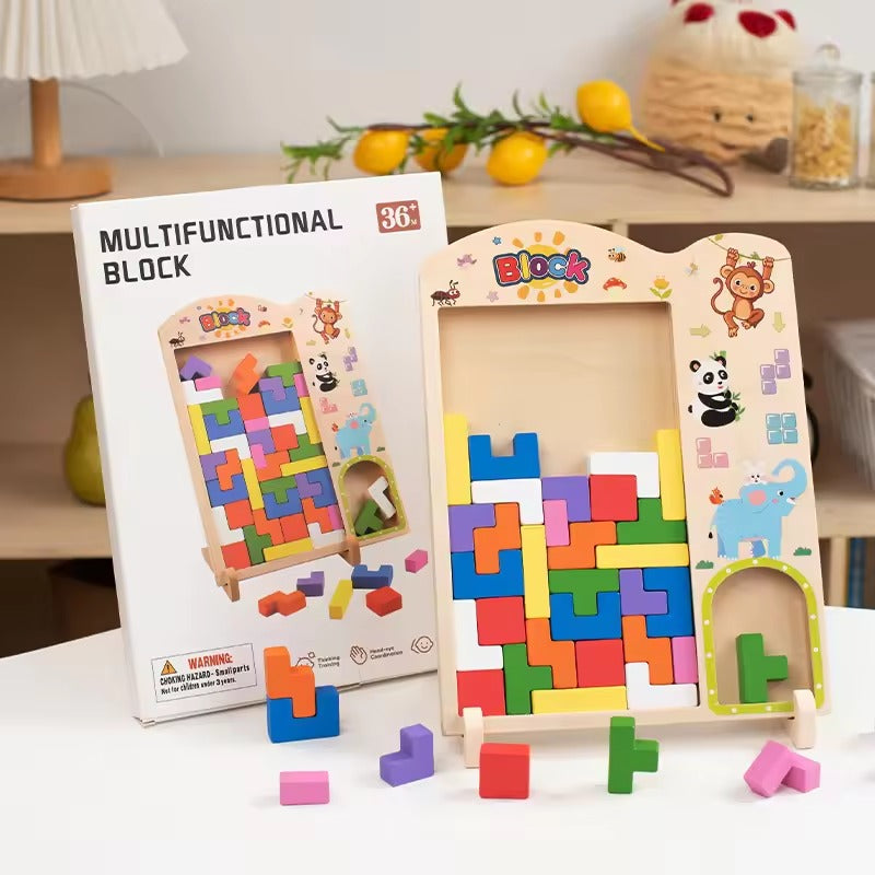 Wooden Tetris Puzzle Board