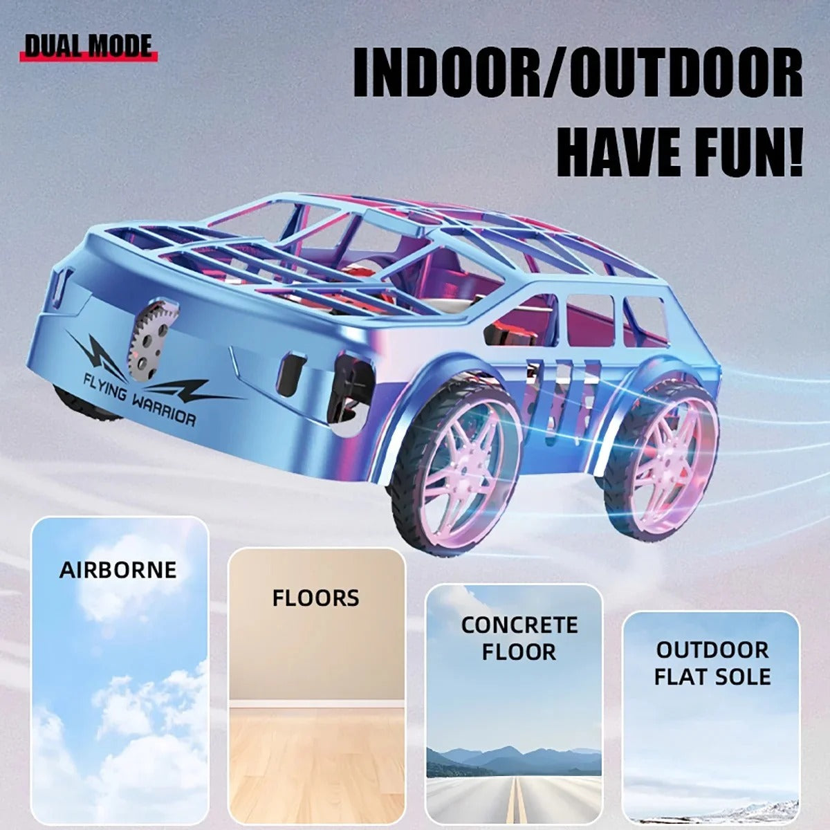 RC Drone Air Racer Flying Car – One Click Take Off/Landing with LED Lights