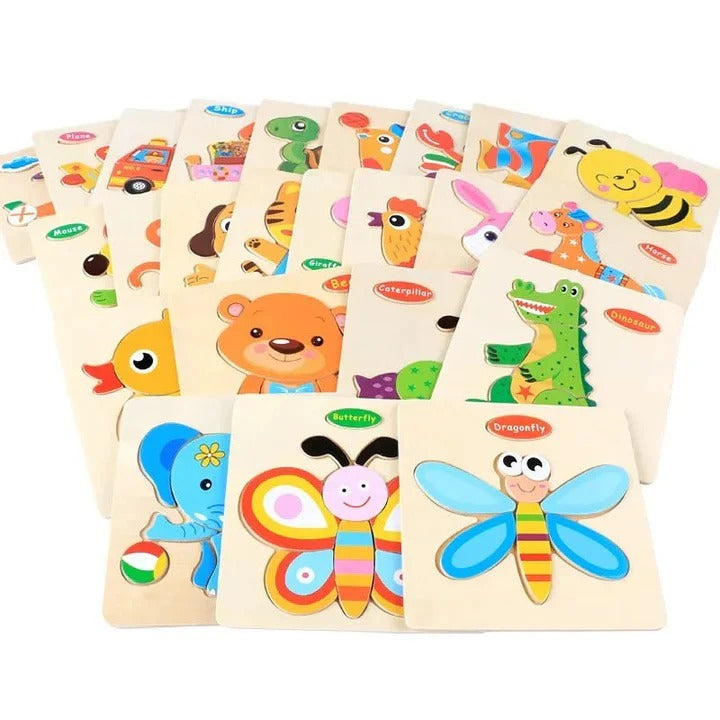 Wooden 3D Number & Sorting Puzzle 1 Piece (Assorted Designs)