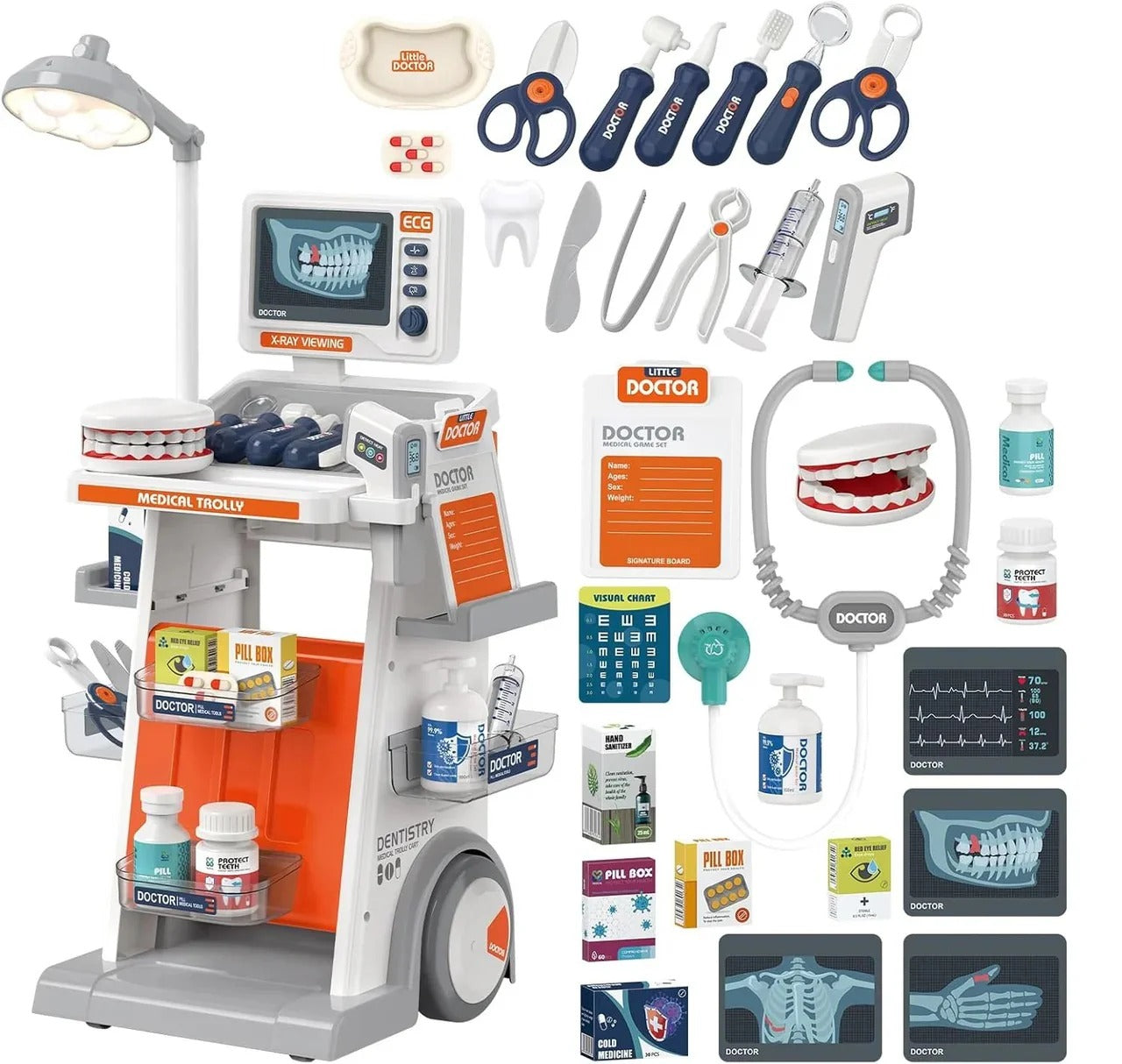 Realistic Medical Trolley Playset