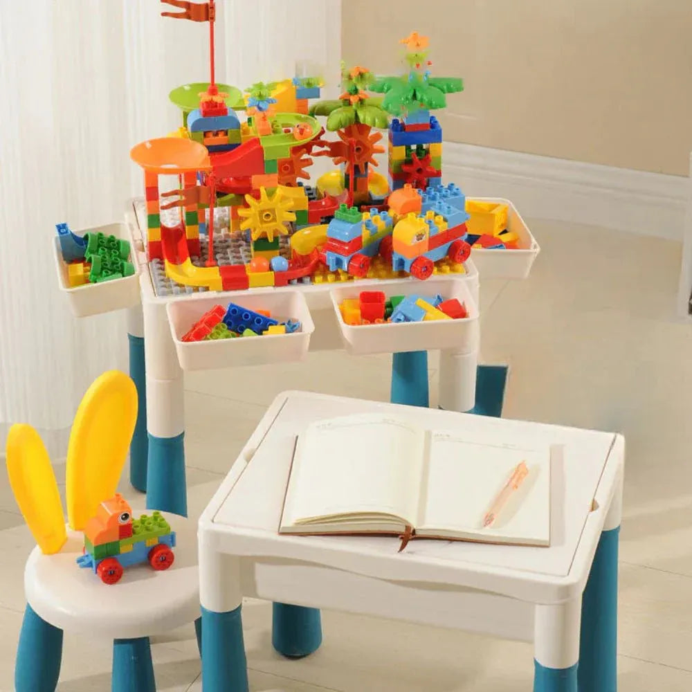 Dinosaur Building Block Table with Chair – 72 Pcs of Endless Fun!