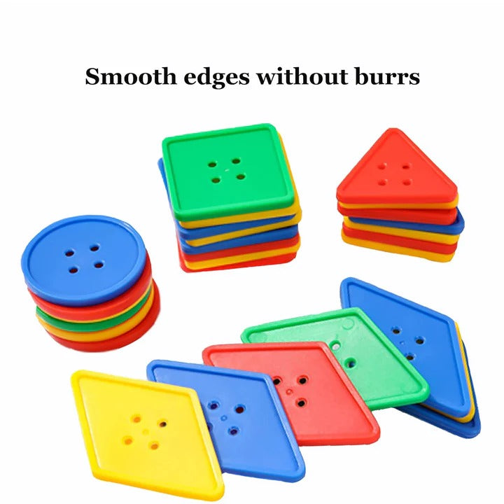 Colorful Shape Buttons Lacing & Threading Activity Set