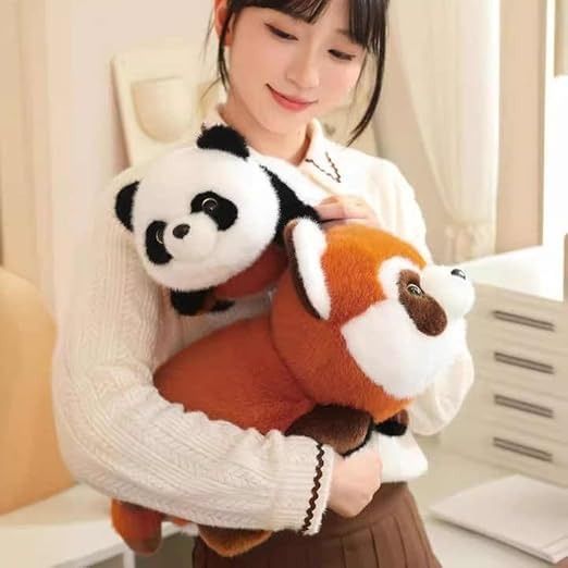 Reversible Panda & Fox Plush Toy