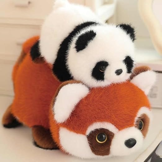 Reversible Panda & Fox Plush Toy