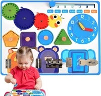 🟦 Wooden Shape Sensory Activity Busy Board