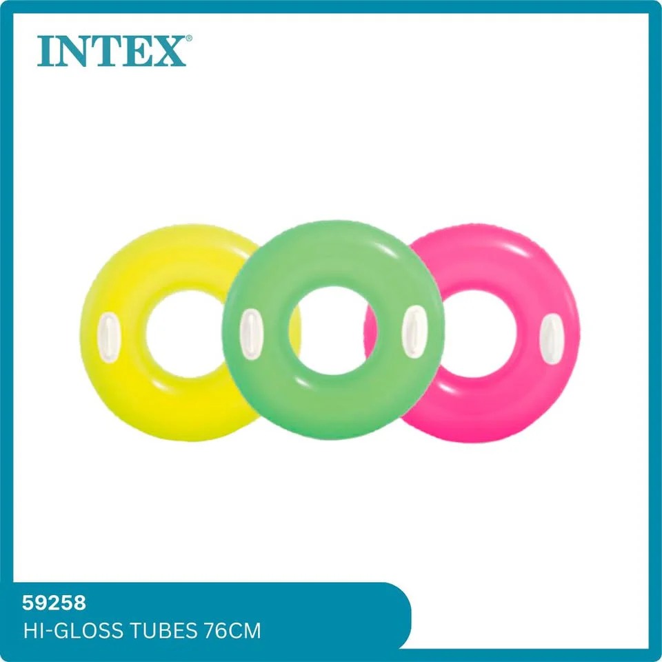INTEX 30" Hi-Gloss Tube Swim Water Ring (Assorted Colors)