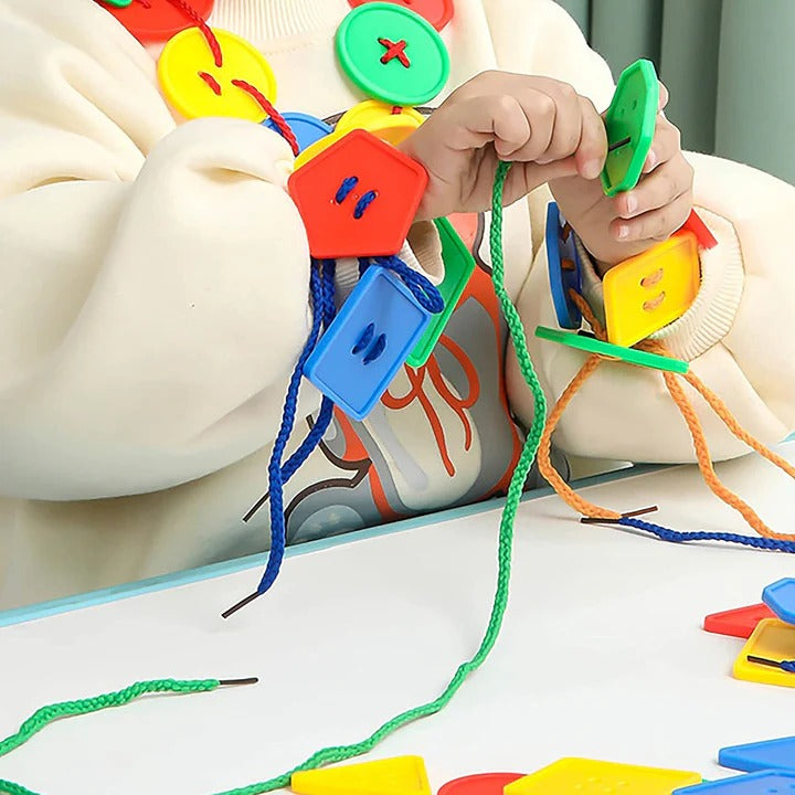 Colorful Shape Buttons Lacing & Threading Activity Set