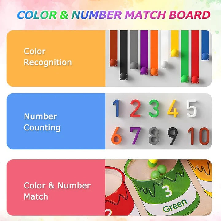 Wooden Magnetic Colors & Numbers Beans Sorting Maze Board