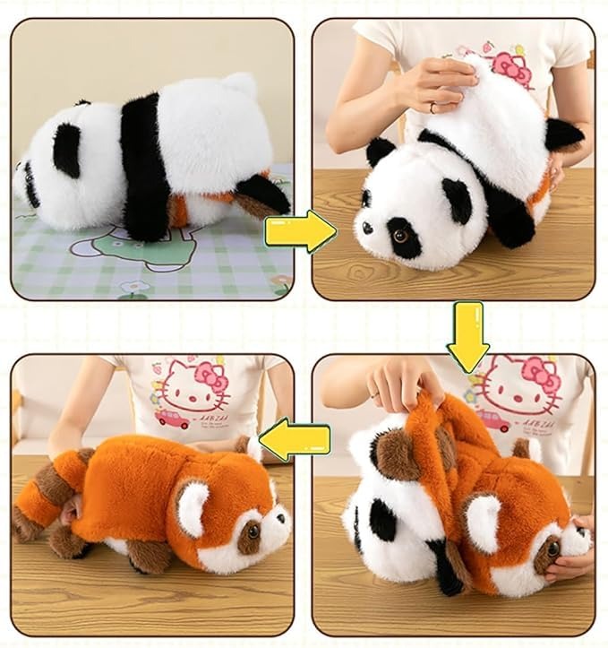 Reversible Panda & Fox Plush Toy