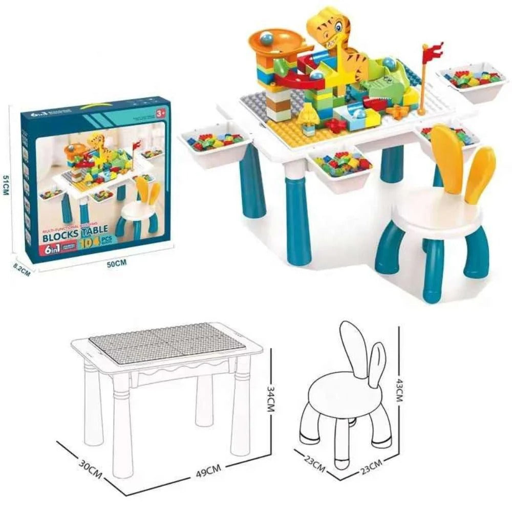 Dinosaur Building Block Table with Chair – 72 Pcs of Endless Fun!