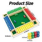 Wooden Shut The Box Board Game – 4 Players with Dice